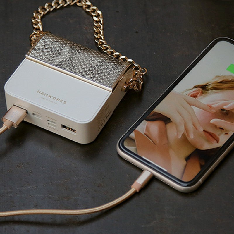 Mini Portable 10000mAh Handbag Power Bank, with Detachable Strap, LED Battery Indicator, Dual USB Ports, for Phones & Tablets