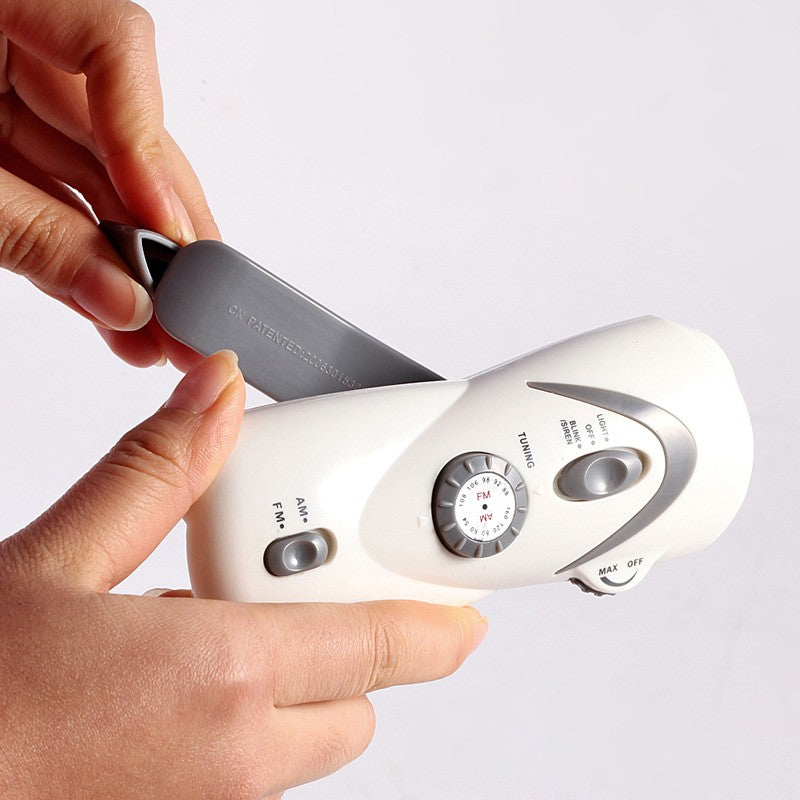 Portable Hand Crank Self-Powered Flashlight & Radio, with Flash Alarm, LED Lighting & Power Bank Function, for Camping, Adventure and More