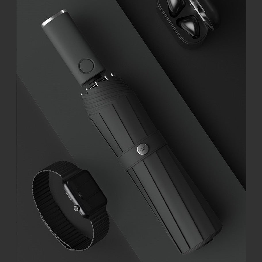 Automatic Umbrella, with Built-in LED Lighting, 100-Day Long Standby & 10 Ribs, for Heavy Rain, Night, Outdoor & More