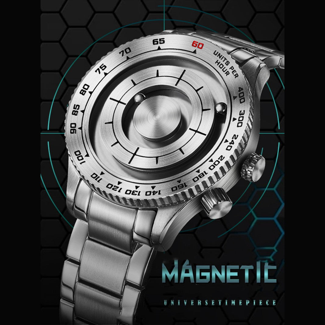Cool Magnetic Levitation Men Watch, with No Mirror Design, Quartz Movement, Steel Strap & Waterproof