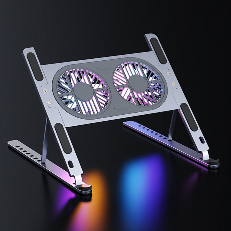 Portable Ergonomic Laptop Cooling Stand, with Adjustable Height & Quiet LED Fans
