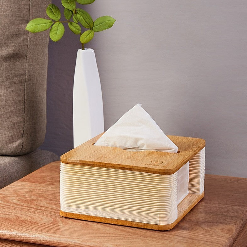 Accordion Wooden Tissue Box Cover Holder, for Home, Office, Bathroom, Kitchen & Car