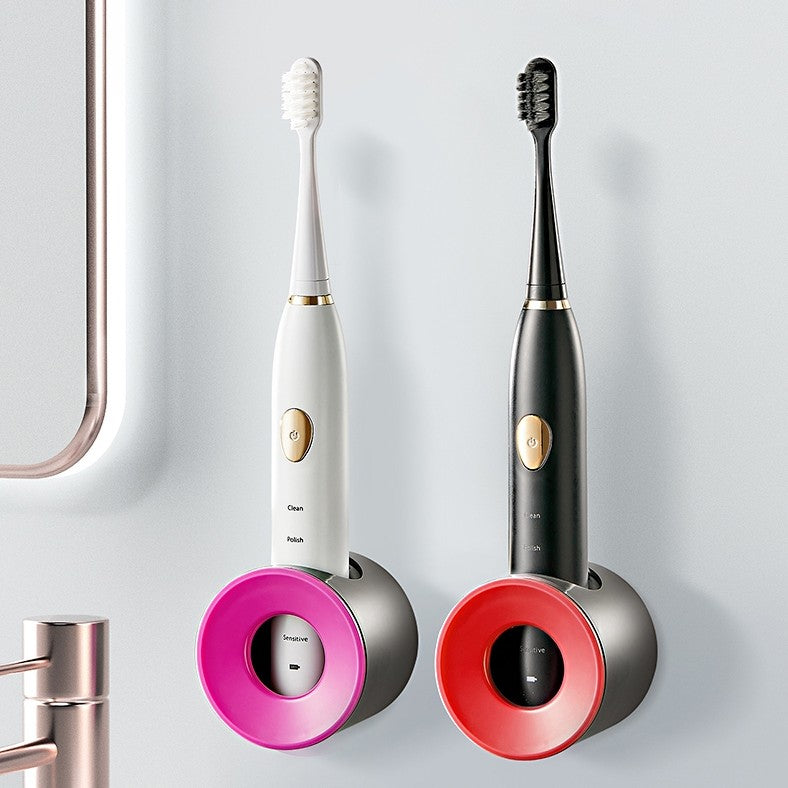 Stylish Wall Mounted Toothbrush Holder, with Minimalist Design, Turbine Convection Ventilation & Non-slip Silicone, for Electric/Regular Toothbrushes, Adults & Kids (2 Packs)