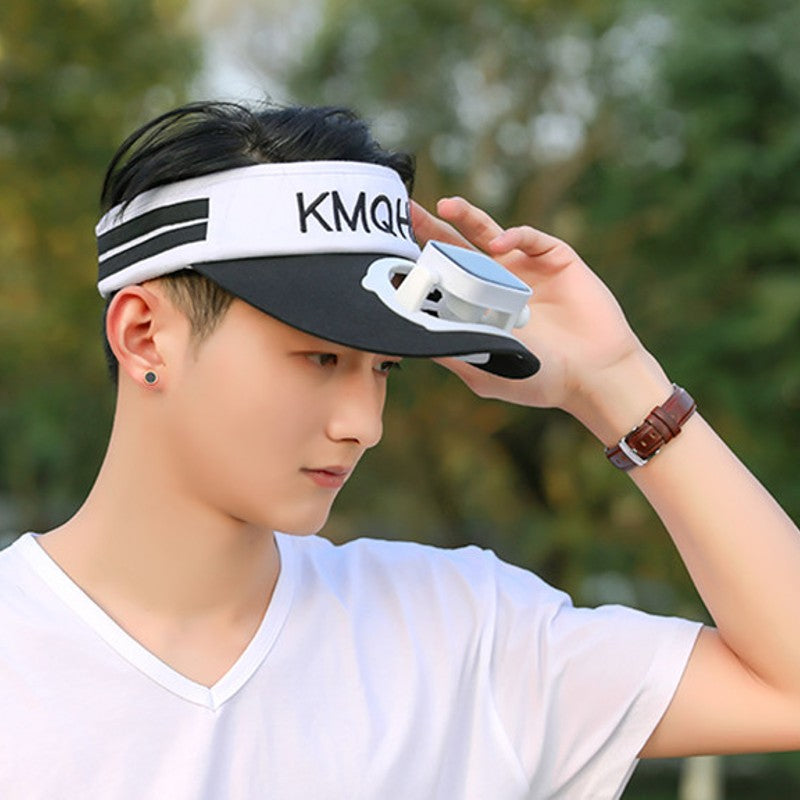 Sun Visor Hat with Solar Powered Fan, for Camping, Hiking