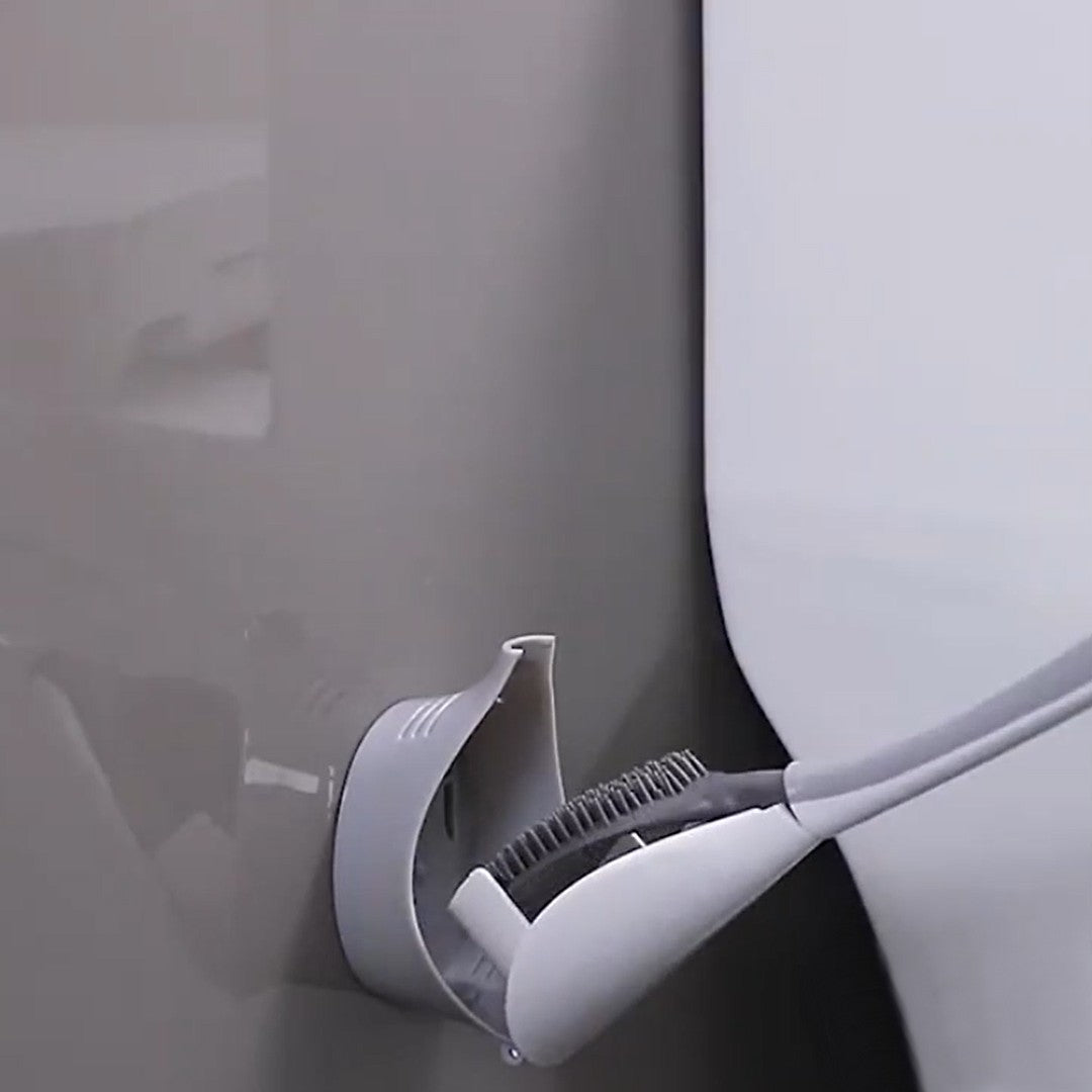 Wall Mounted Toilet Brush Set, with Holder, Soft Bristles & No-punch Installation
