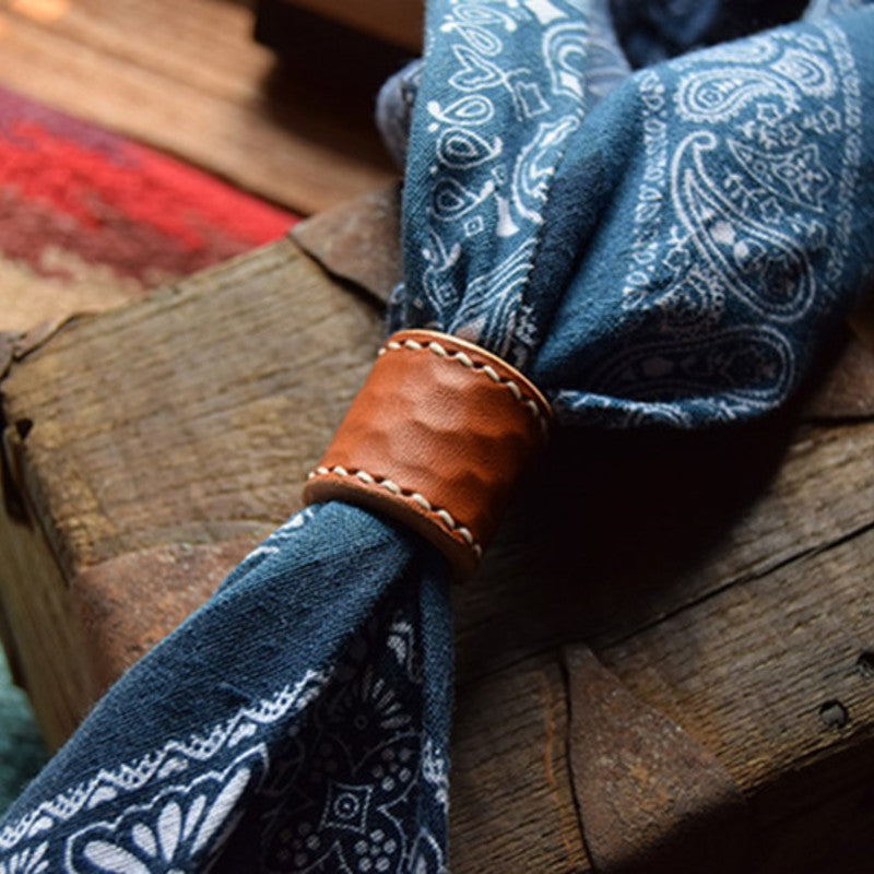 Vintage Leather Bandana Buckle, for Men & Women
