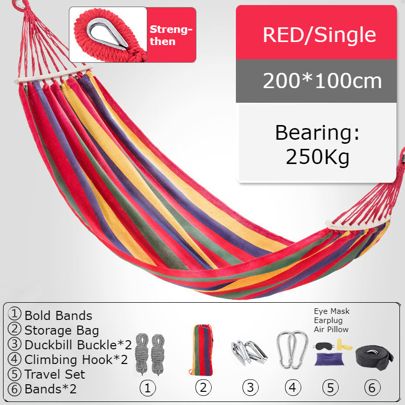 Thickened Single/Double Hammock, More Breathable, Safer and More Comfortable, For Camping, Dormitory & Leisure
