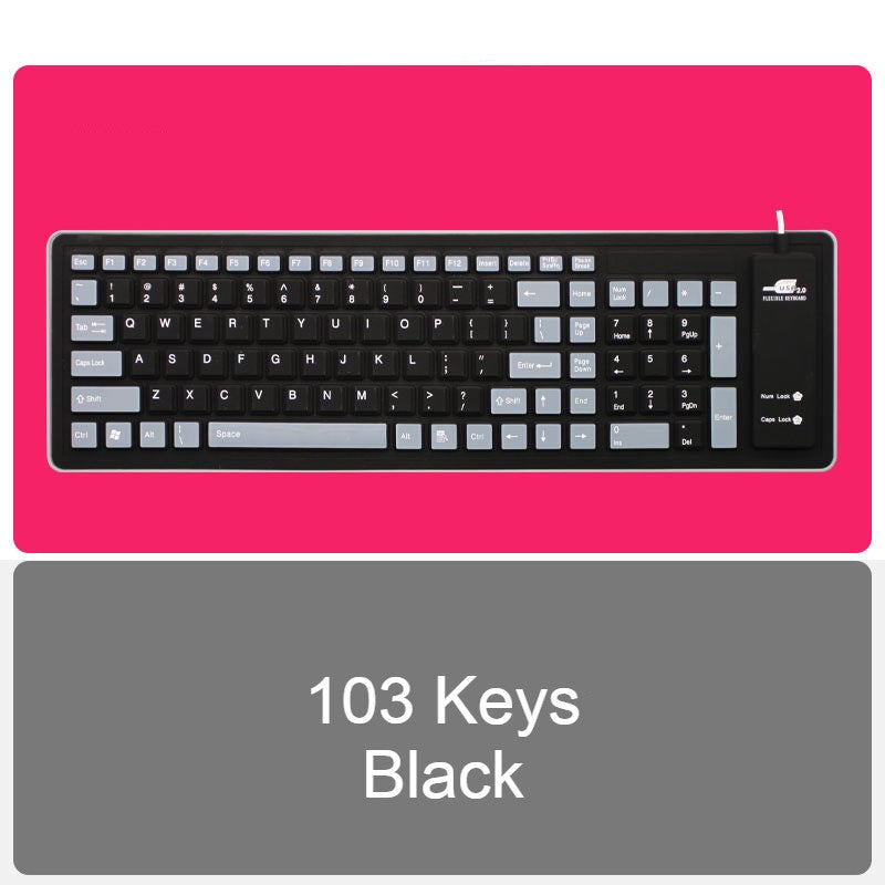 Roll-up Silicone Flexible Keyboard, with USB Wired, Waterproof Coating & Silent Typing