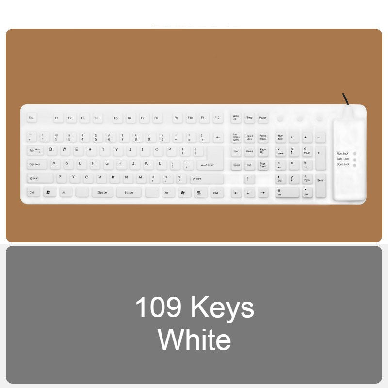 Roll-up Silicone Flexible Keyboard, with USB Wired, Waterproof Coating & Silent Typing