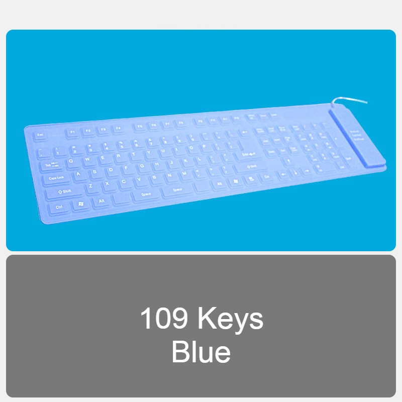 Roll-up Silicone Flexible Keyboard, with USB Wired, Waterproof Coating & Silent Typing