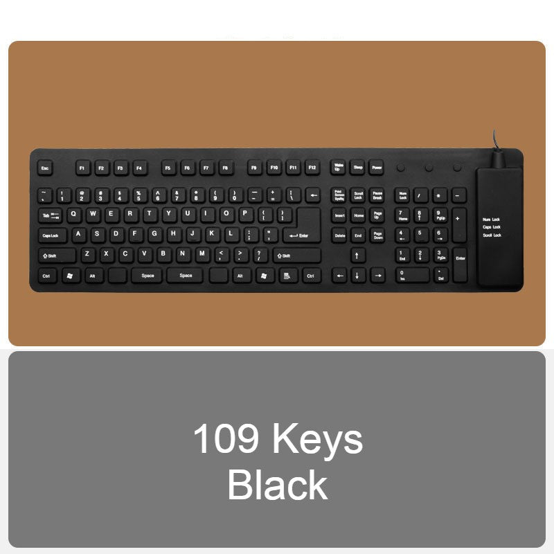 Roll-up Silicone Flexible Keyboard, with USB Wired, Waterproof Coating & Silent Typing