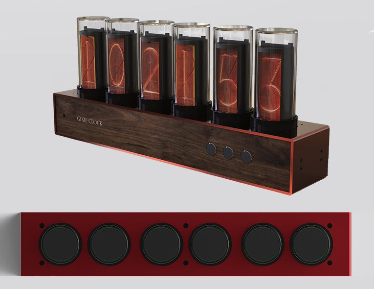 DIY Solid Wood Glow Tube 6-Bit Digital Clock with 7 Modes, Magnetic Design, Adjustable Color and Precise Timing, The Best Handmade Gift for Him or Her