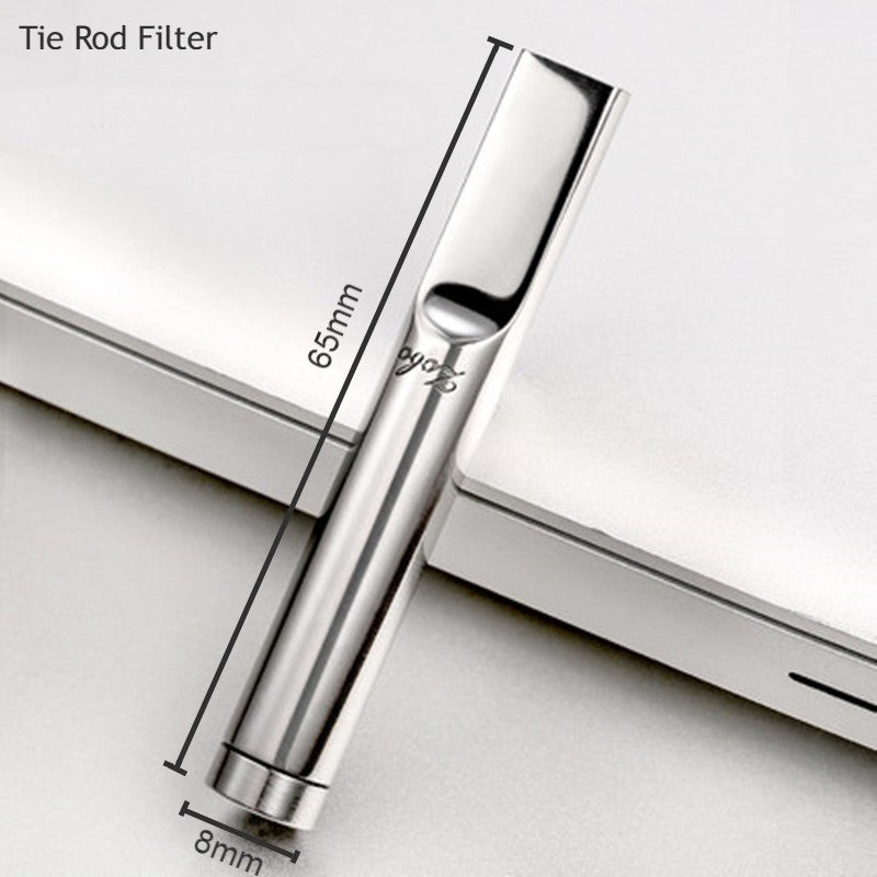 Portable Reusable Stainless Steel Cigarette Filter Holder, with Tar Filter & Detachable Design