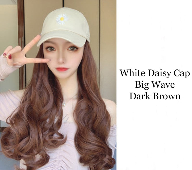 58cm Long Wavy Curly Large Volume Fluffy Wig with Cap