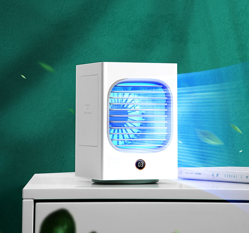 Rechargeable Head-shaking Fan, with 120¬∞ Head-shaking, UV Lamp, Fast Cooling, Digital Display, 3 Modes, Low Noise and Big Wind, for Home, Office, Party and More