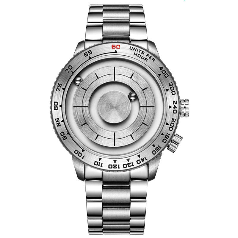 Cool Magnetic Levitation Men Watch, with No Mirror Design, Quartz Movement, Steel Strap & Waterproof