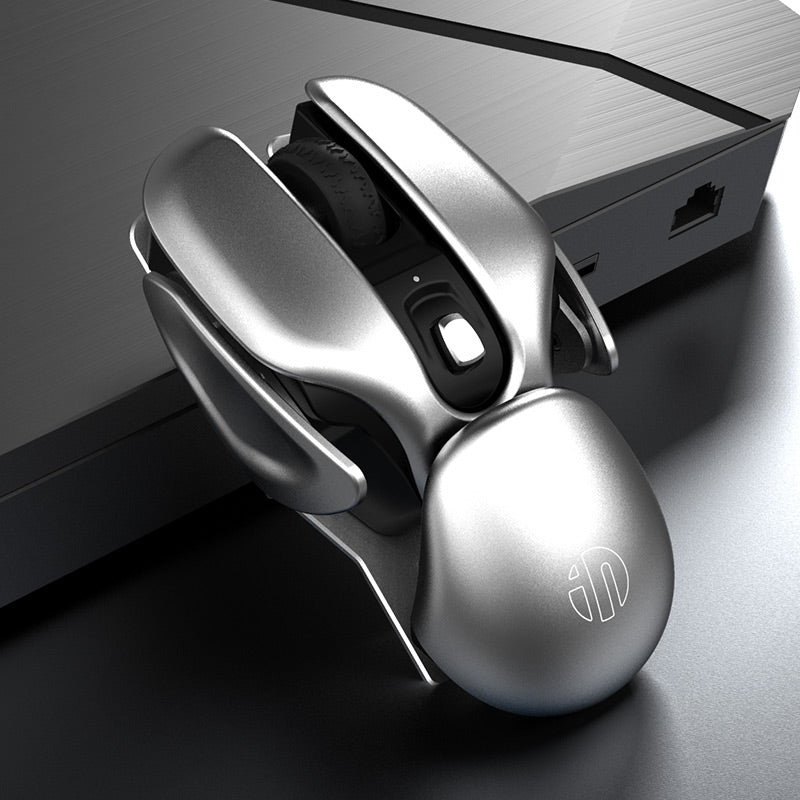 Rechargeable Wireless Mouse with Three DPI Adjustable, Mute Design, Aluminum Alloy Bottom & Sci-Fi Look, for Gamer, Study & Work