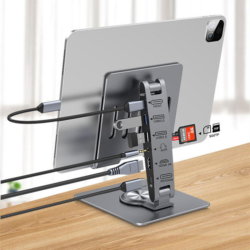 8-Port Hub Extension Foldable Adjustable Aluminum Alloy Stand
