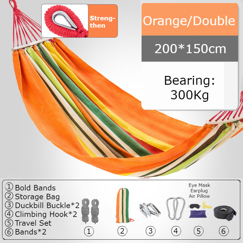 Thickened Single/Double Hammock, More Breathable, Safer and More Comfortable, For Camping, Dormitory & Leisure