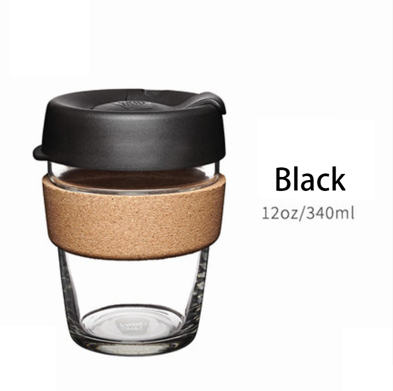 Reusable & Portable Glass Coffee Cup With Lid & Sleeve, For Home, Travel & More