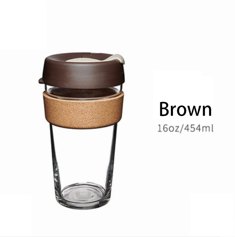 Reusable & Portable Glass Coffee Cup With Lid & Sleeve, For Home, Travel & More