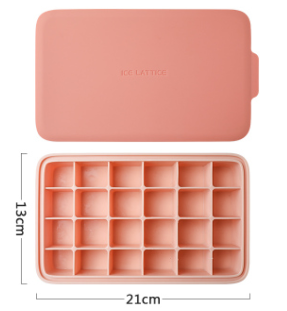 Silicone Ice Mold with 12 Hexagon or 24 Square Cavities, with Food Grade Silicone, Dustproof Lid, Dishwasher Safe and Easy to Demold