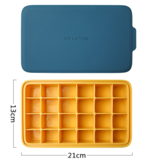 Silicone Ice Mold with 12 Hexagon or 24 Square Cavities, with Food Grade Silicone, Dustproof Lid, Dishwasher Safe and Easy to Demold