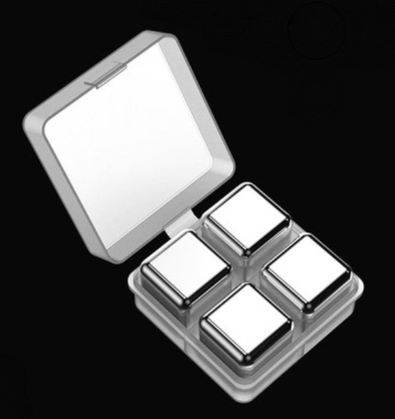 Reusable 304 Stainless Steel Ice Cubes, with 3-minute Rapid Cooling and Portable Storage Box, without Diluting the Taste, for Drinks, Coffee, Wine and More