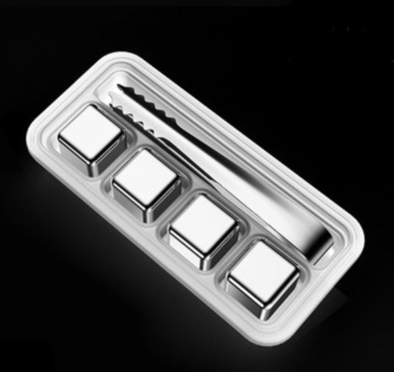 Reusable 304 Stainless Steel Ice Cubes, with 3-minute Rapid Cooling and Portable Storage Box, without Diluting the Taste, for Drinks, Coffee, Wine and More