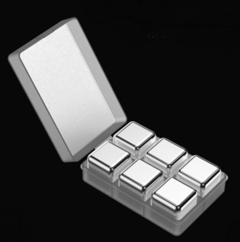 Reusable 304 Stainless Steel Ice Cubes, with 3-minute Rapid Cooling and Portable Storage Box, without Diluting the Taste, for Drinks, Coffee, Wine and More