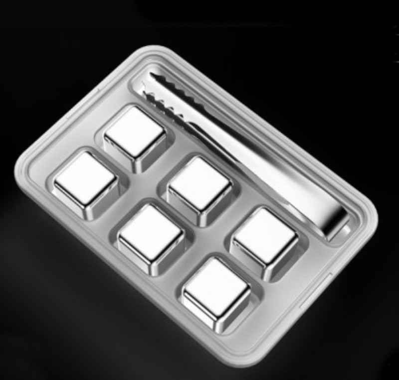 Reusable 304 Stainless Steel Ice Cubes, with 3-minute Rapid Cooling and Portable Storage Box, without Diluting the Taste, for Drinks, Coffee, Wine and More