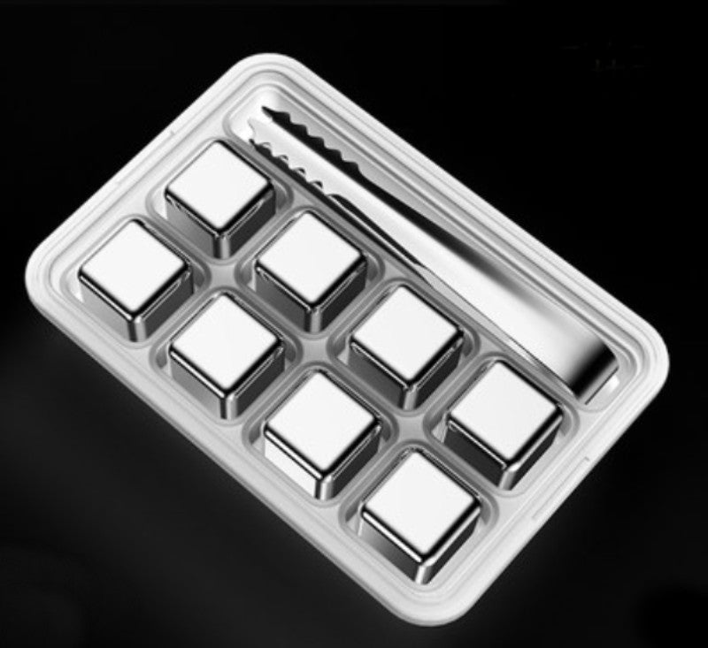 Reusable 304 Stainless Steel Ice Cubes, with 3-minute Rapid Cooling and Portable Storage Box, without Diluting the Taste, for Drinks, Coffee, Wine and More