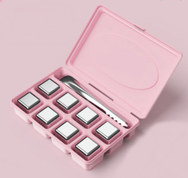 Reusable 304 Stainless Steel Ice Cubes, with 3-minute Rapid Cooling and Portable Storage Box, without Diluting the Taste, for Drinks, Coffee, Wine and More