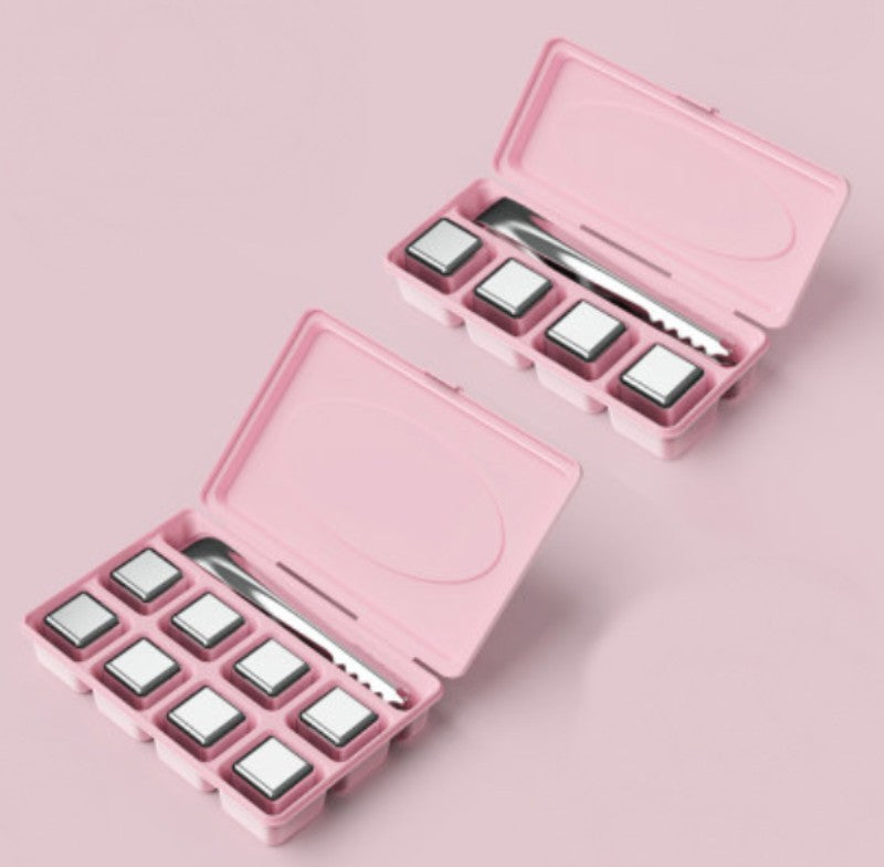 Reusable 304 Stainless Steel Ice Cubes, with 3-minute Rapid Cooling and Portable Storage Box, without Diluting the Taste, for Drinks, Coffee, Wine and More