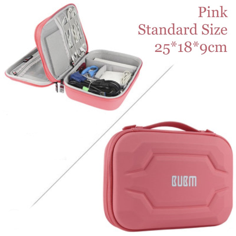 Portable Large-capacity Digital Accessory Storage Bag, with EVA Hard Shell, Waterproof and Shockproof Design, Double Storage and Adjustable Partition, for Cables, Power Bank, Cosmetics and More