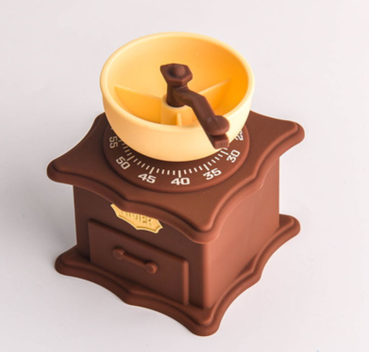 60-Minute Mechanical Timer, No Batteries Required, with Creative Coffee Machine Shape and Loud Alarm, for Home and Kitchen