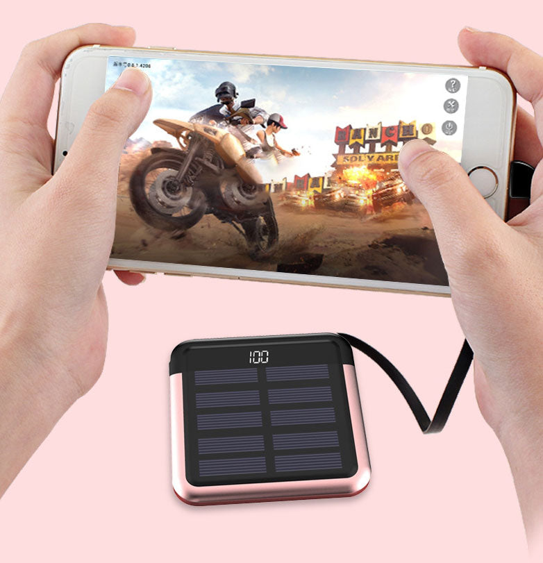 Tinier & Thinner Solar Power Bank with 3-in-1 Concealable Cable