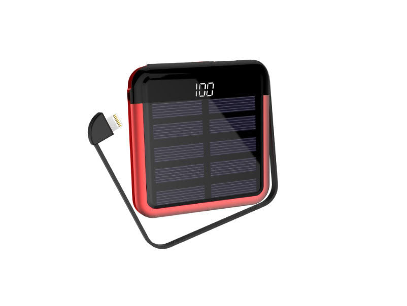 Tinier & Thinner Solar Power Bank with 3-in-1 Concealable Cable
