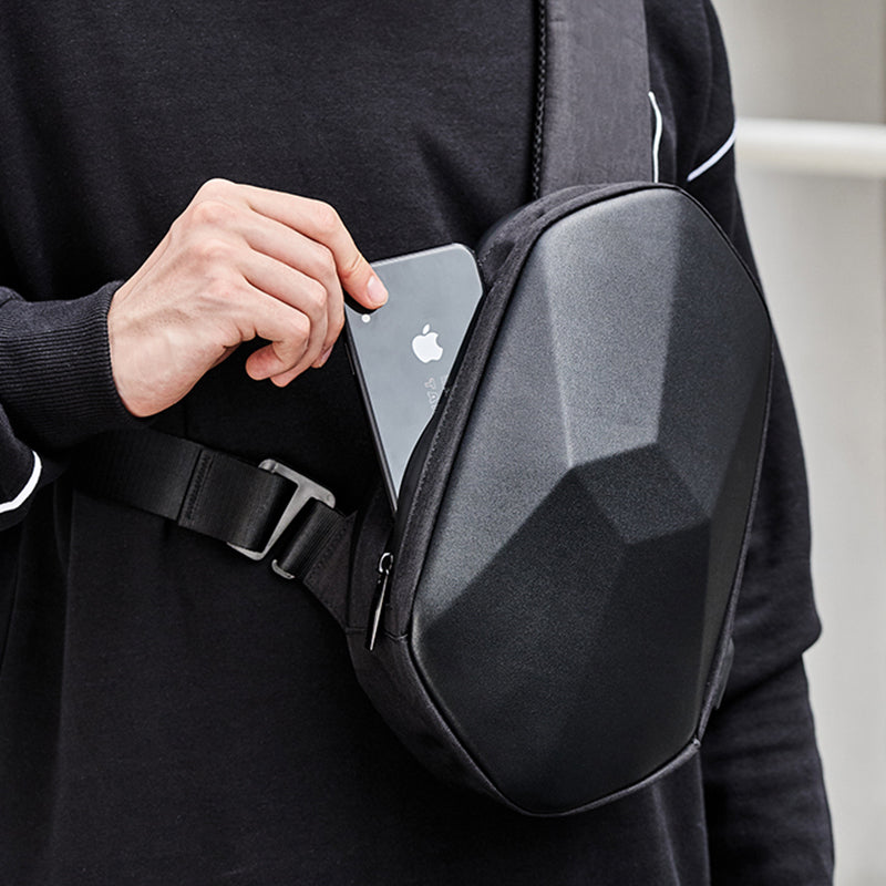 Anti-theft, Waterproof, Anti-collision Chest Bag, with Geometric 3D Shell, Side USB Interface, High-quality Protection, Multi-layer Partition Storage, for Travel, Outing, Shopping and More
