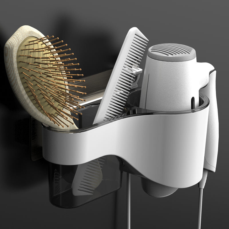 Punch-Free Bathroom Hair Dryer Wall Shelf with Comb, Razor Racks, for Storing Toilet Bathroom Items