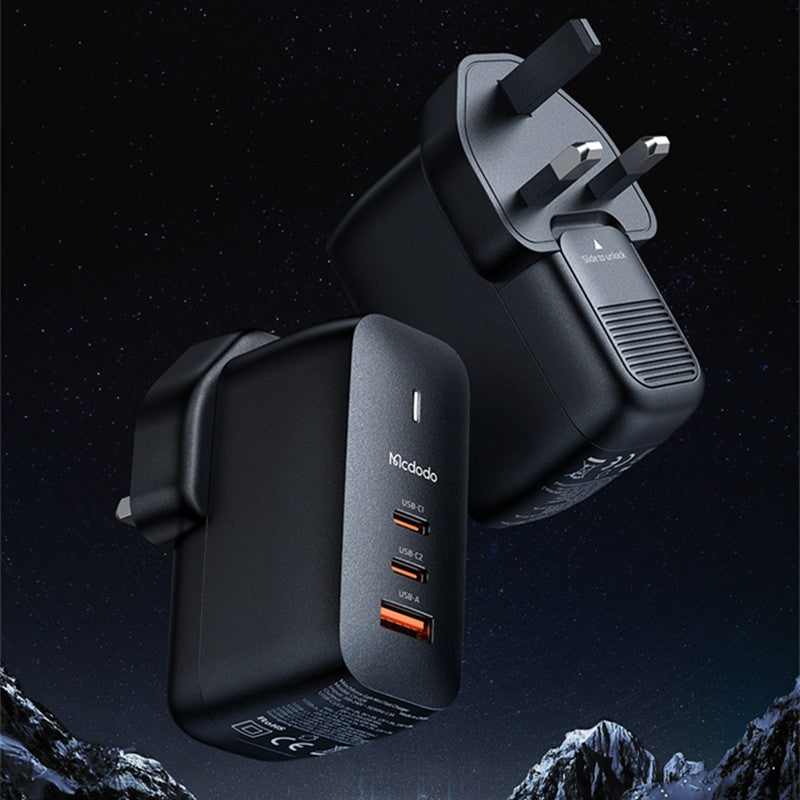 65W Phone Charger with 2 USB-C & 1 USB-A Ports, for Phone & Laptop