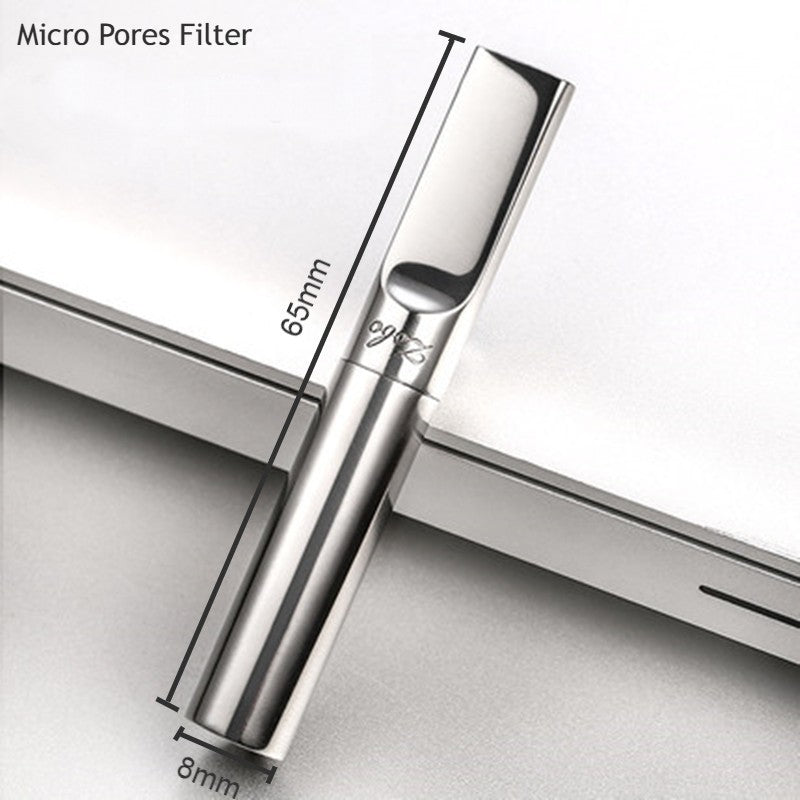 Portable Reusable Stainless Steel Cigarette Filter Holder, with Tar Filter & Detachable Design