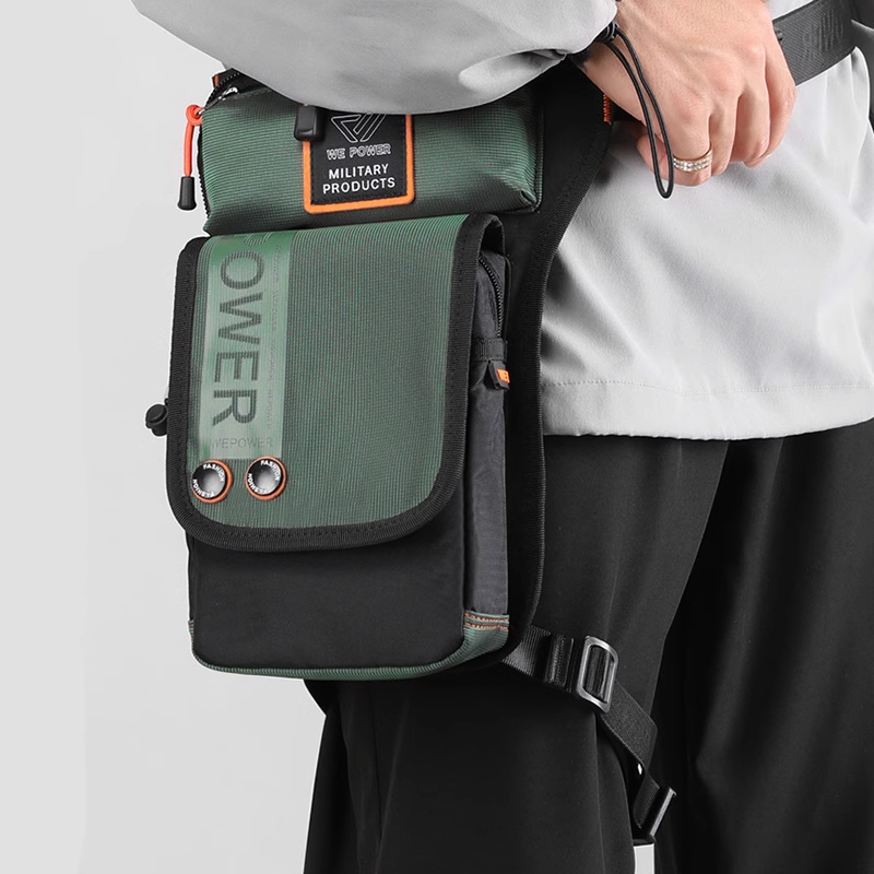 Personalized Men's Motorcycle Style Waterproof Nylon Leg Chest Bag