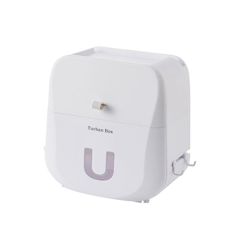 Waterproof & Punch-free Toilet Paper Storage Box & Shelf with Double-layer Design, Strong Bearing Capacity, One-click Opening and Hook