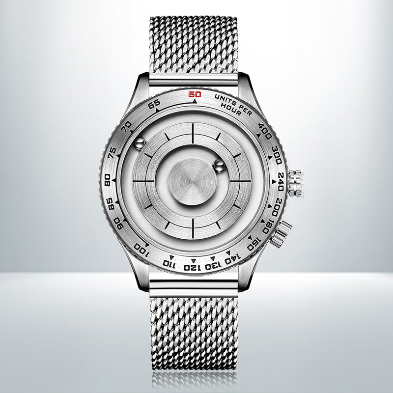 Cool Magnetic Levitation Men Watch, with No Mirror Design, Quartz Movement, Steel Strap & Waterproof