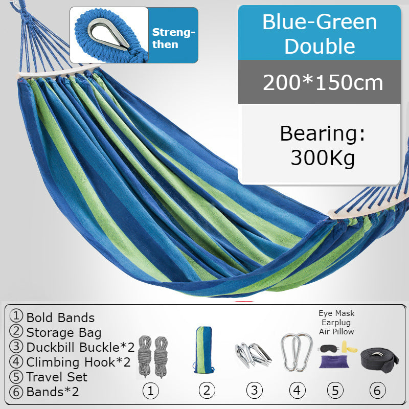 Thickened Single/Double Hammock, More Breathable, Safer and More Comfortable, For Camping, Dormitory & Leisure