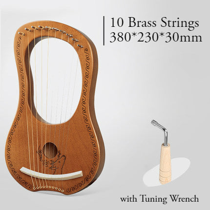 16 Brass String Mahogany Lyre Harp with Tone Wrench for Children, Teenager & Adults