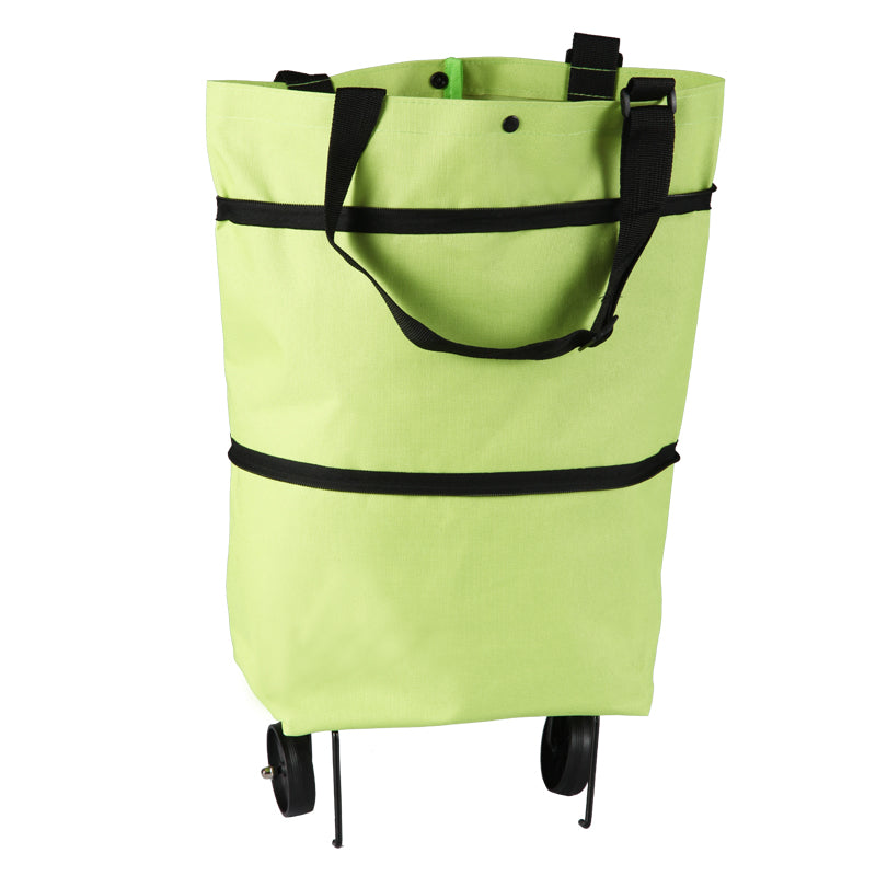 Reusable Shopping Trolley / Tote Bag with Foldable Wheels, Adjustable Strap, Thick Bottom and Large Capacity, For Shopping, Outdoors and More