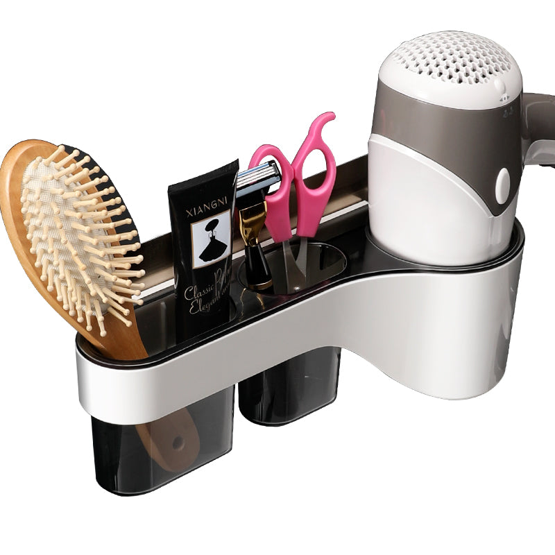 Punch-Free Bathroom Hair Dryer Wall Shelf with Comb, Razor Racks, for Storing Toilet Bathroom Items