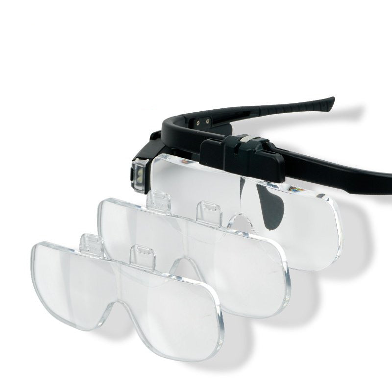Portable Wearable LED Magnifying Glasses, with Adjustable Light Angle & Replaceable Lenses